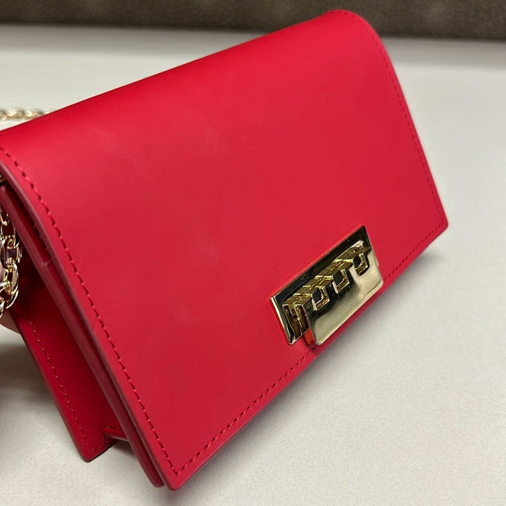 🔥🔥🔥Zac Posen Red Leather Wallet On Chain Crossbody Bag - Picture 8 of 15